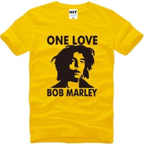 Bob Marley Reggae ONE LOVE Music Mens Men T Shirt Tshirt Summer Short Sleeve O Neck Cotton Casual T-shirt Tee Camisetas Hombre