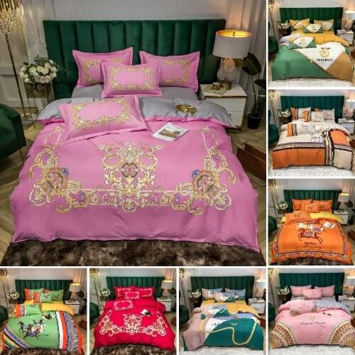 Luxury Nordic Style Blend Cotton Bedding Set 3/4 pcs Digital Print Bed Set Duvet Cover Flat Sheet Pillowcases (Twin Queen Size)
