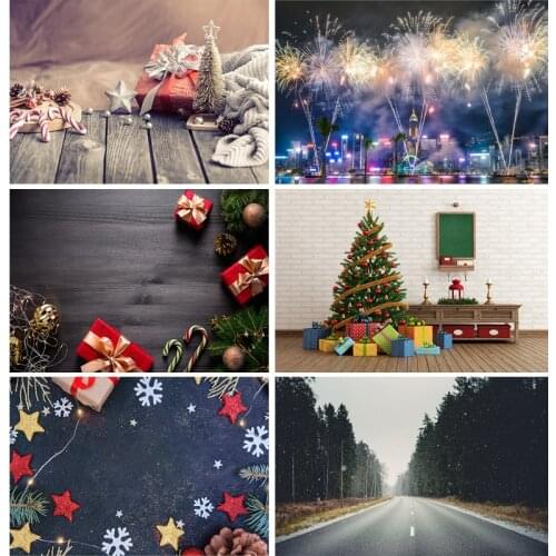 Christmas Backdrop Wood Board Light Winter Snow Gift Star Bell Vinyl Photography Background For Photo Studio 20825SD-02