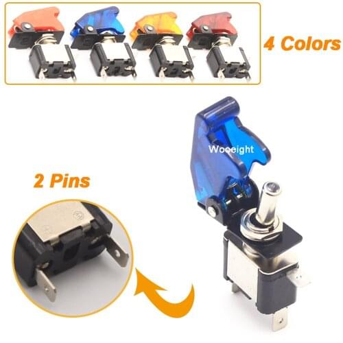 Wooeight New Auto Car Boat Truck Illuminated LED Toggle Switch With Safety Aircraft Flip Up Cover Guard ASW-07D 12V 20A