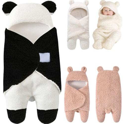 Newborn Baby Girls Boys Winter Fleece Warm Sleeping Bag Cotton Pure Color Swaddle Solid Sleepwear