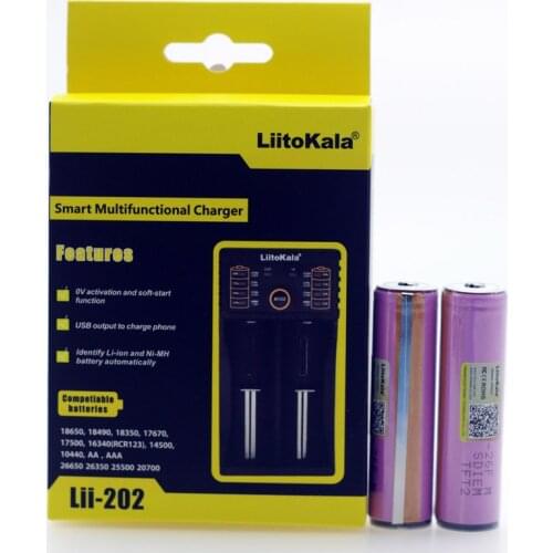 Liitokala lii-202 1.2V 3.2V 3.7V 26650 16340 Smart Charger+2PCS ICR18650-26FM 2600mAh 18650 For Samsung flashlight batteries