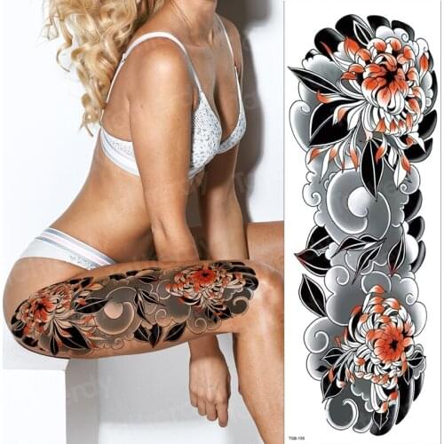 Temporary fashion tattoos sticker women bikini girl sexy body tattoo waterproof large leg tatoo peony flower arm sleeve tatoo
