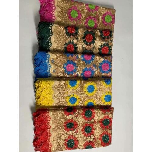 High Quality African Lace Fabric With Stones Colorful French Tulle Lace Guipure Cord Lace Nigerian Lace Fabric For Wedding 5Y