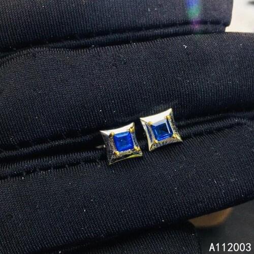 KJJEAXCMY Fine Jewelry 925 sterling silver inlaid natural sapphire female earrings Ear studs exquisite support detection