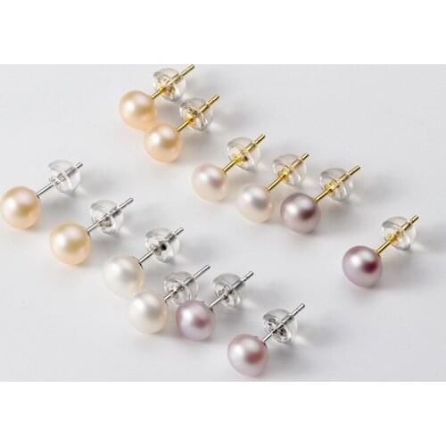 BUDROVKY Real 925 Sterling Silver Jewelry Pearl Earrings for Women Fashionable Silver 925 Stud Earring Party Wedding Fine Jewelr