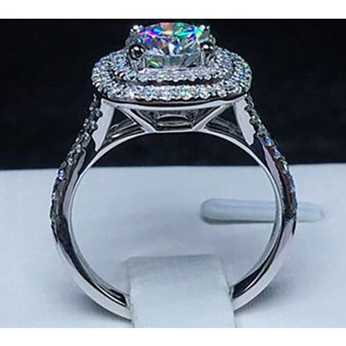 14K Au585 White Gold Women Wedding Party Engagement Ring 1 2 3 4 5 Carat Round 2 Turns Moissanite Diamond Ring Luxury Trendy