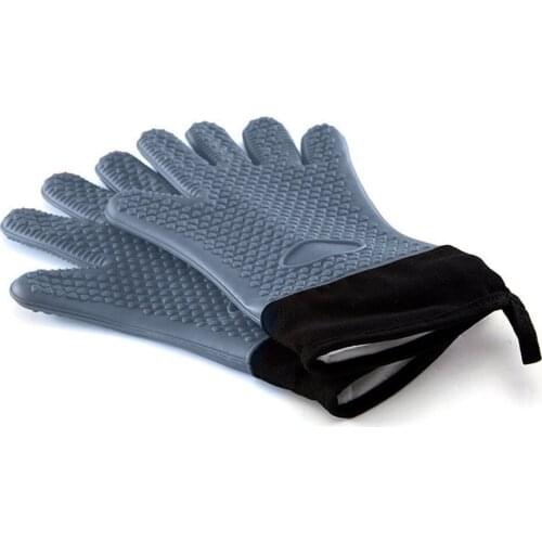 1 Pair Heat Resistant Silicone Gloves Barbecue Gloves For Kitchen BBQ Oven Cooking Mitts