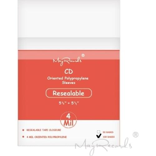 100 Clear Resealable 4 Mil CD Outer Sleeves for 5'' CD / 2 Discs Set Jewel Cases