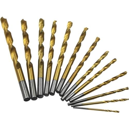 13pcs/set High Speed Steel HSS Straight Shank Twist Drill Bits Electric Rotary Power Tools for Metal Wood Drilling
