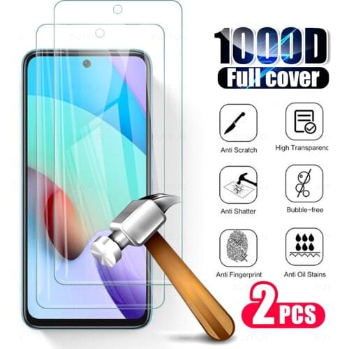 2pcs full cover protective glass for xiaomi redmy redme readmi redmi 10 redmi10 2021 screen protector tempered glas film 6.5inch