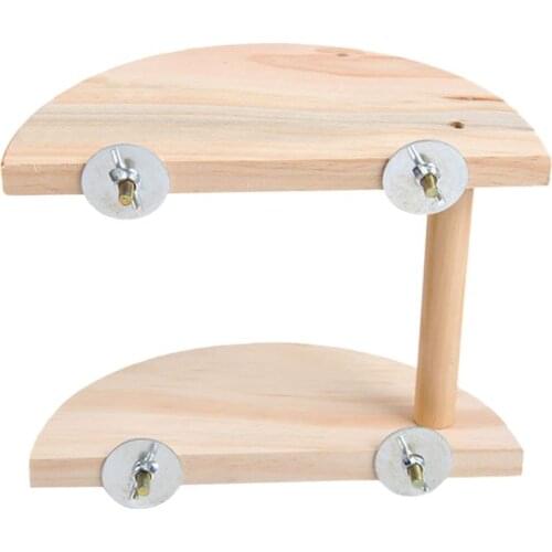 2 Layer Funny Bird Wooden Platform for Chinchilla Hamster Small Animals Climb Exercise Toy