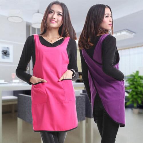 Restaurant Home Kitchen BBQ Anti-fouling Cleaning Women Apron Long Korean Flower Nail Coffee Shop Waitress Apron Pink Red Purple