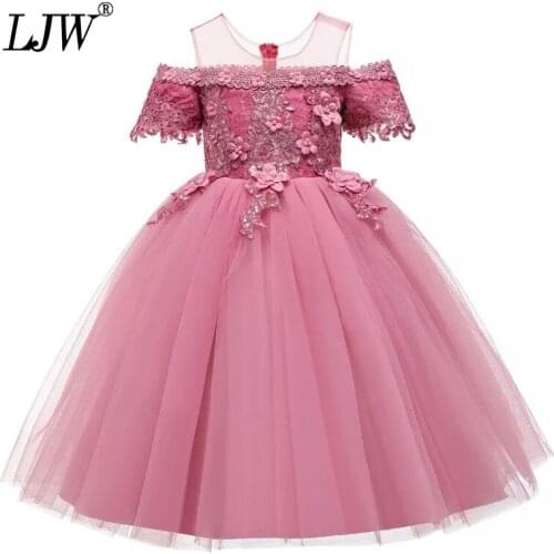 First communion white Summer lace flower girl dress for girl Teens Pageant elegant birthday party robe girl dress girls clothes