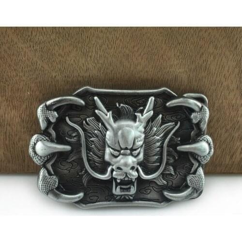BuckleClub wholesale retro dragon head belt buckle western jeans gift belt buckle FP-03717-2 pewter finish for men