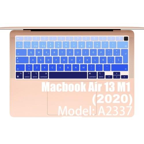 Spanish Laptop color silicone Keyboard Cover For Macbook Air 13 A2337 Protective film keyboard case For Apple Air13 M1 2020 New