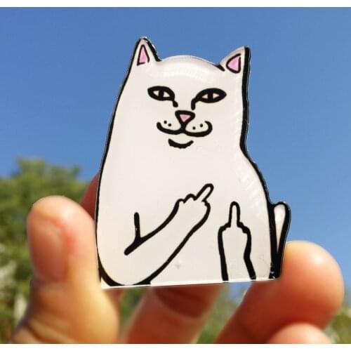 Black White Cat Cartoon Badge Funny Animal Icon Acrylic Brooch Decoration On Clothes Backpack For Kids DIY Accessories Gifts