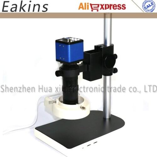 All set 2.0MP Digital Industrial Microscope VGA Camera 1/3+100X C-Mount Lens+56 LED Ring light+stand holder For PCB /Lab repair