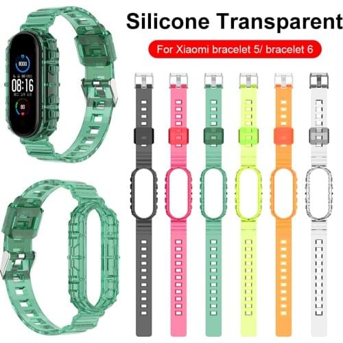 Colorful Transparent TPU Soft Silicone Replacement Sport Strap for Xiami Xiomi Xaomi Mi Band 6 Band6 MiBand6 Smart Accessories