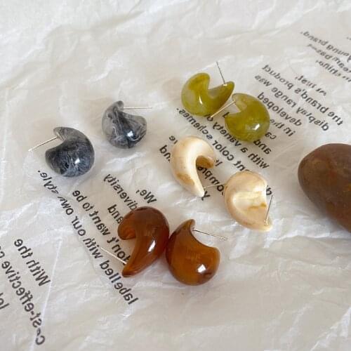 CWEEL Black WomenS Earrings Boho Blue Geometry Earings Fashion Jewelry Round Acrylic Female Bohemian Wedding Accessories