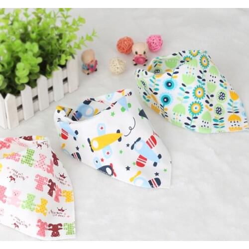 0-2 Years Old Bib Cotton Baby Double-sided Triangle Towel Saliva Towel Cute Cartoon Design Multi-pattern Fluorescent-free