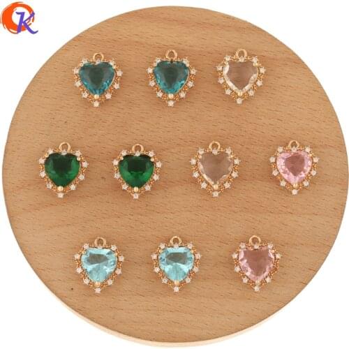 Cordial Design 50Pcs 14*16MM Jewelry Accessories/Hand Made/Crystal Charms/Heart Shape/Earring Findings/DIY Making/CZ Pendant