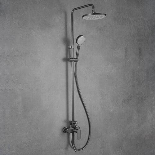 Gun Grey Bath Shower Set Rainfall Shower Head with Handheld Shower 3 Functions