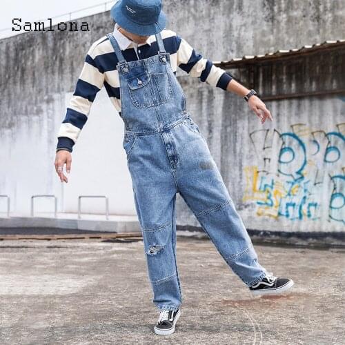 2021 New Summer Jeans Denim Pant Jumpsuit Mens Overalls Casual Suspender Pants Blue Khaki Overalls Multi-pocket Romper Jeans