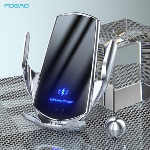 FDGAO 15W Magnetic Qi Car Wireless Charger Mount for iPhone 12 11 XS XR X 8 Infrared Sensor Automatic Clamping Car Phone Holder