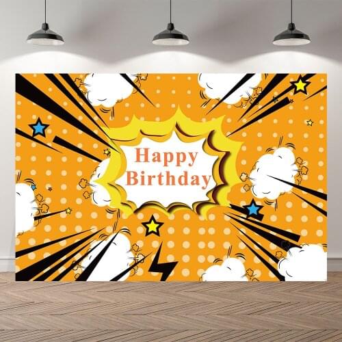 Seekpro Photography Background Super Hero Cartoon Boom Cloud kids Happy Birthday Party Baby Shower Backdrop Photo Photocall