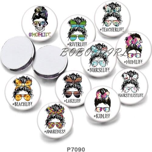 Headscarf glasses MOM 12mm18mm 20mm Snap button jewelry DIY Bracelet Round photo glass cabochons P7090