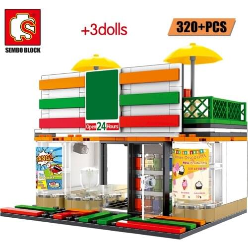 SEMBO City Street View Architecture House Food Shop Building Blocks Friend Retail Store Cafe Restaurant KTV Bricks Toys for Kids