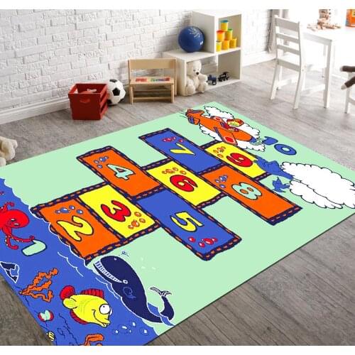 Underwater Hopscotch Patterned Carpet ,Non Slip Floor Carpet,Teens Carpet,Kids Carpet,Turkish Rug