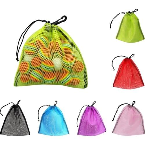 Lightweight Nylon Mesh Nets Bag Pouch Golf Tennis 30 Balls Carrying Holder Storage Drawstring Bag - Choose Colors