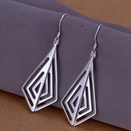 Fashion jewelry Earring For Women, Plated Earrings Smooth rhombus shaped earrings /QABELFTT ORAJVHZD silver color