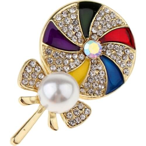 Fashion Women Metal Alloy Brooch Lapel Pin Collar Tips Fashion Enamel Lollipop Brooch Pins Clothing Decor Jewelry