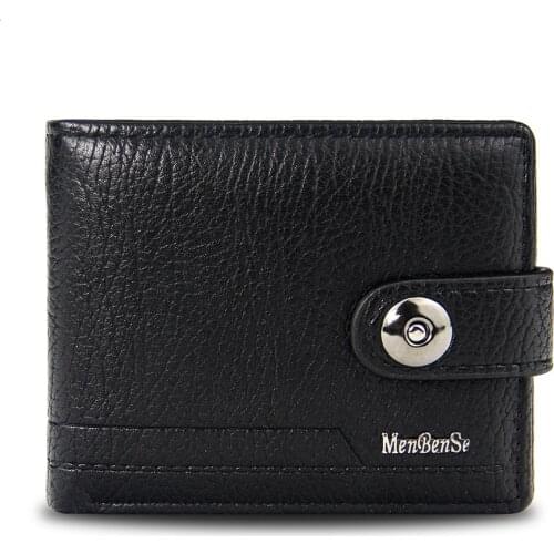 Mens wallet hasp short wallets for men made of natural leather PU wallet card holder perfect for you magnetic purses small