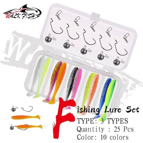WALK FISH Fishing Lure Set With Box Jig Head Soft Bait Sea Fishing Bait Pva Swimbait Wobblers Artificial Bait Fishing Tackle