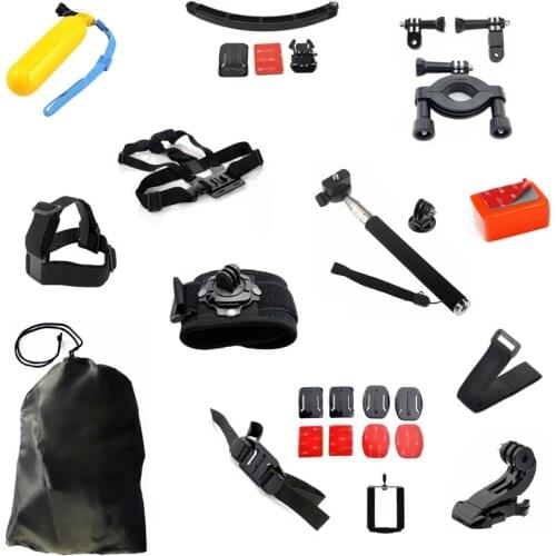 Orbmart 30in1 Gopro Accessories Chest Belt+Remote Wrist Belt+Head Helmet Strap+Bag+Handheld Monopod Mount For Gopro SJCAM Xiaomi