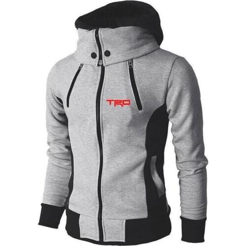New Spring Autumn Men Toyota TRD Car Logo Zipper Hoodies Sportswear Harajuku Style Hooded Solid Color Wild Sweatshirt Coat