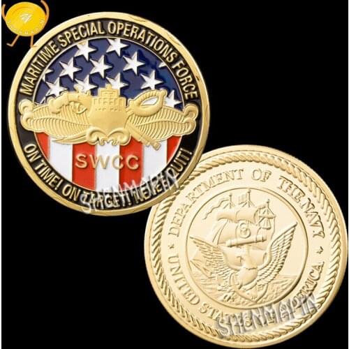 US Department of the Navy Commemorative Coin Maritime Special Operations Force Coins Collectibles On Time On Target Never Quit