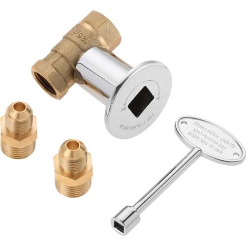 Fire Pit 1/2 Inch Straight Quarter-Turn Shut-Off Valve +3-inch Key +3/8 Male Flare X 1/2 NPT Fittings for Gas LPG Propane Fuels