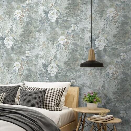 Retro Pastoral Style Printed Ink Floral Flowers Wallpaper Rolls for Bedroom Living Room Hotel Store Wall Decor Paper Non-woven