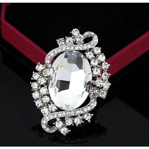 Luxury Big Glass Crystal Brooch Silver Tone High Quality Austria Crystals Wedding Bridal Bouquet Brooch Women Scarf Pins