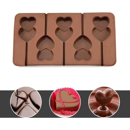 5 Grid Double Heart Shaped Silicone Non Stick Lolly Chocolate Cookie Candy Mold Cookie Tools Chocolate Mold Hot