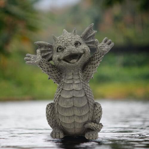 Resin Dragon Statue Zen Yoga Figurine Garden Ornament Home Decoration Cute Cartoon Buddha Art Sculptures For Backyard Porch Gift