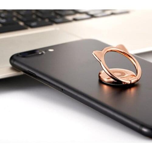 Alloy Cat Ear Cute Finger Ring Phone Holder 360 Rotate Mobile Phone Stand For IPhone Samsung Smartphone Cell Phone Girl Gift