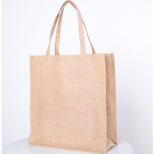 2020 New bags linen Tote bags Reusable Cotton jute grocery Shopping Bag Women Men Travel Shopper