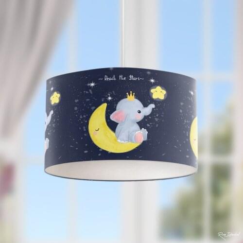 The Elephant and the Cute Star Boy Printing Patterned Kids Baby Room Bedroom Light Pendant Lamp Chandelier