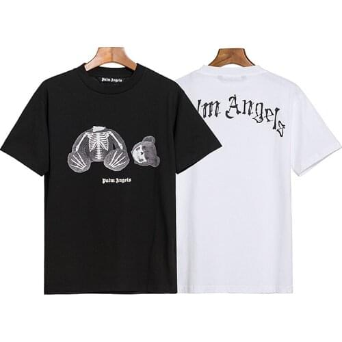 Palm Angels 21SS Letter Logo Loose Casual Unisex Round Neck Short Sleeve T-shirt Broken Bear Men Women Lovers fashion Style